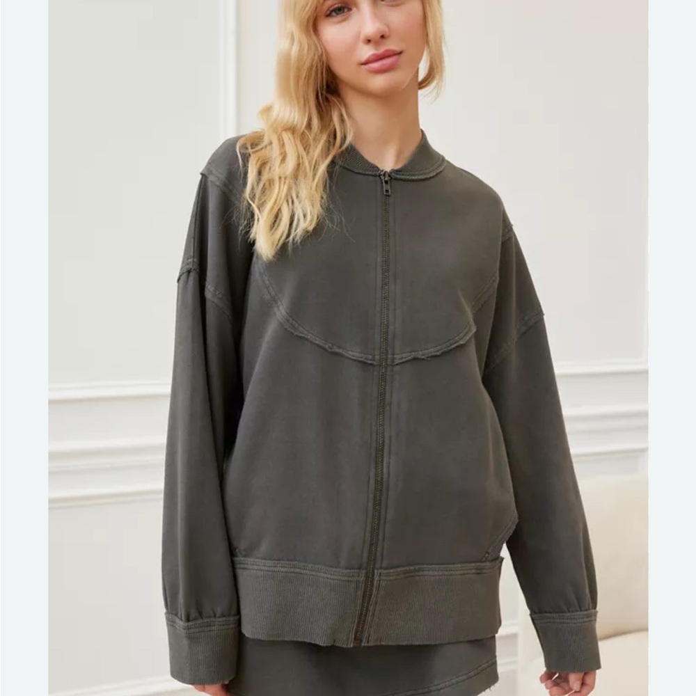 Urban Outfitters Gray Bomber Jacket with Relaxed Fit